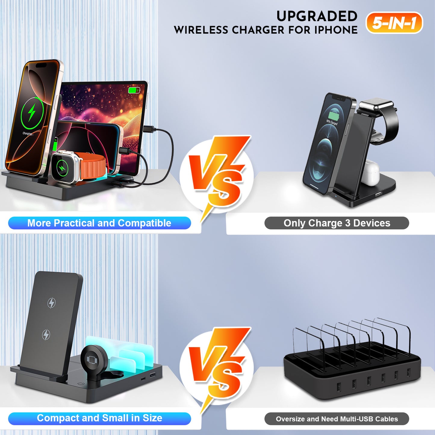ByeByeCables™ - 5in1 Desktop Multi-function Magnetic Charger