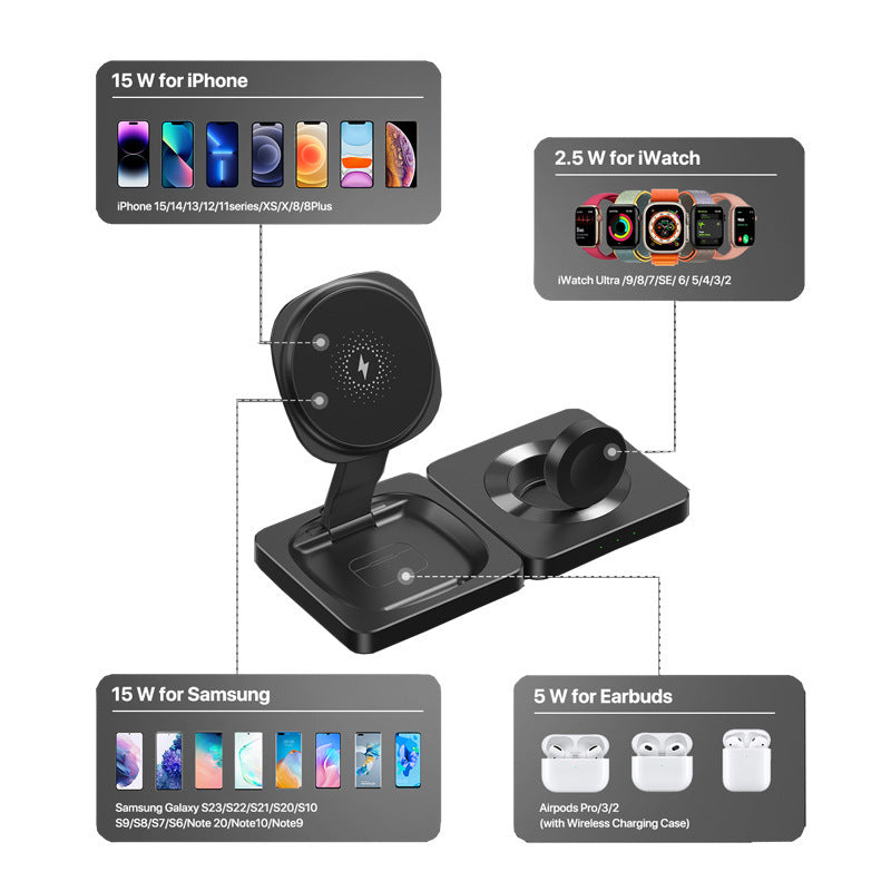 ByeByeCables™ - 3in1 Folding Magnetic Mobile Phone Wireless Charger